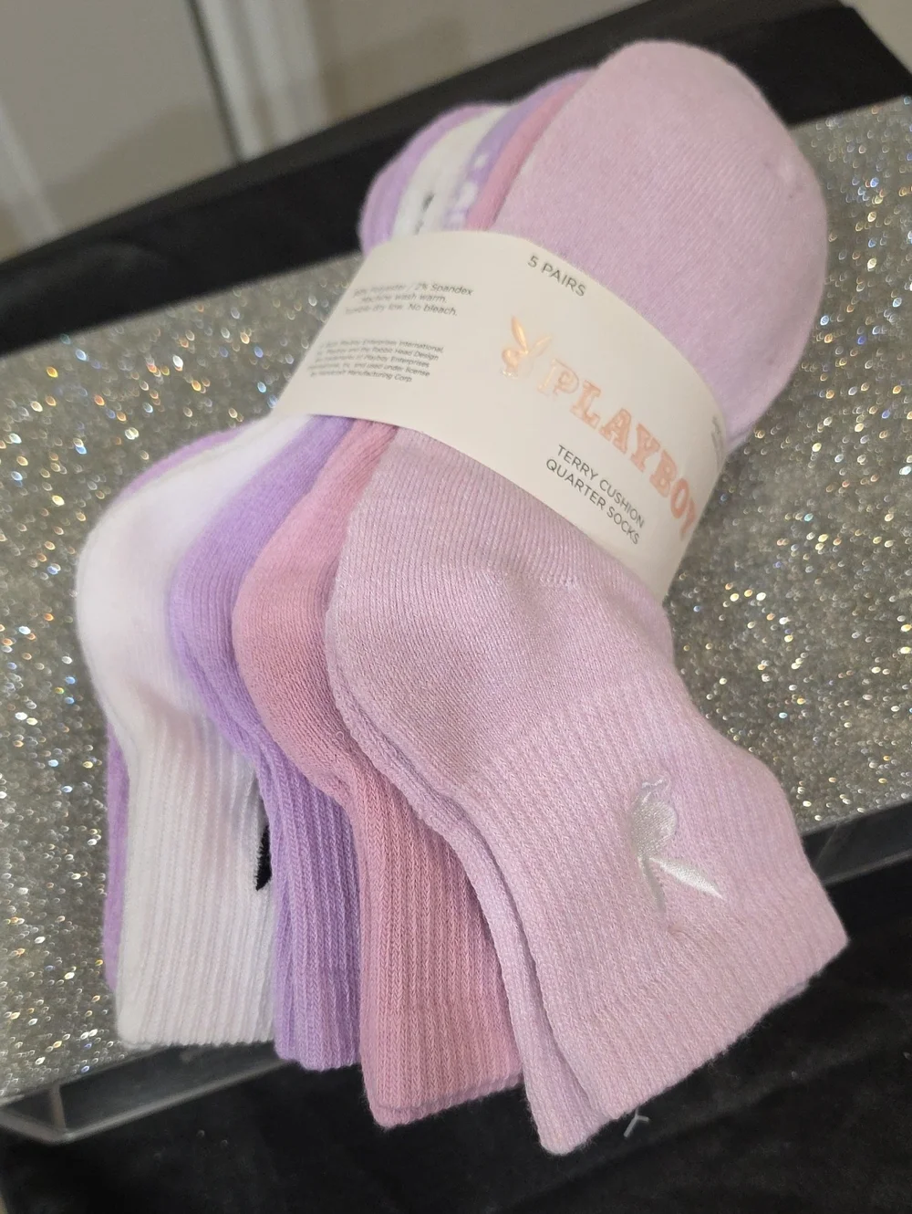 Playboy 5-PK Terry Cushion Quarter Socks